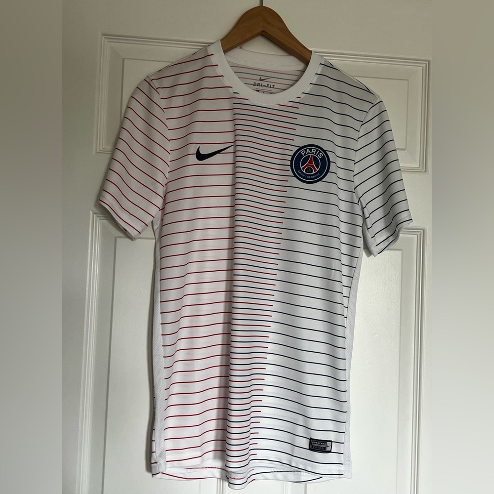 Nike White and Red Striped Men's Jersey